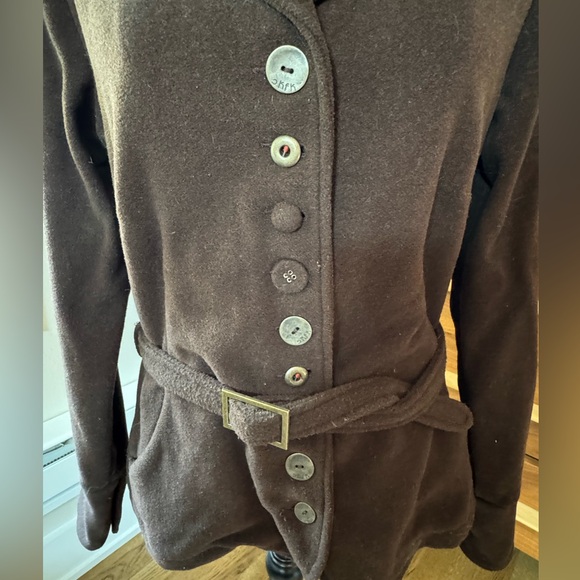 Dark brown Skunkfunk button up wool blend jacket with belt size 5 (L) - Picture 3 of 16